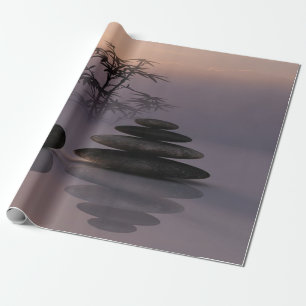 Papel De Regalo Paisaje, piedras de Zen, bambú