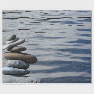 Papel De Regalo Paisaje, Piedras Zen, Mar
