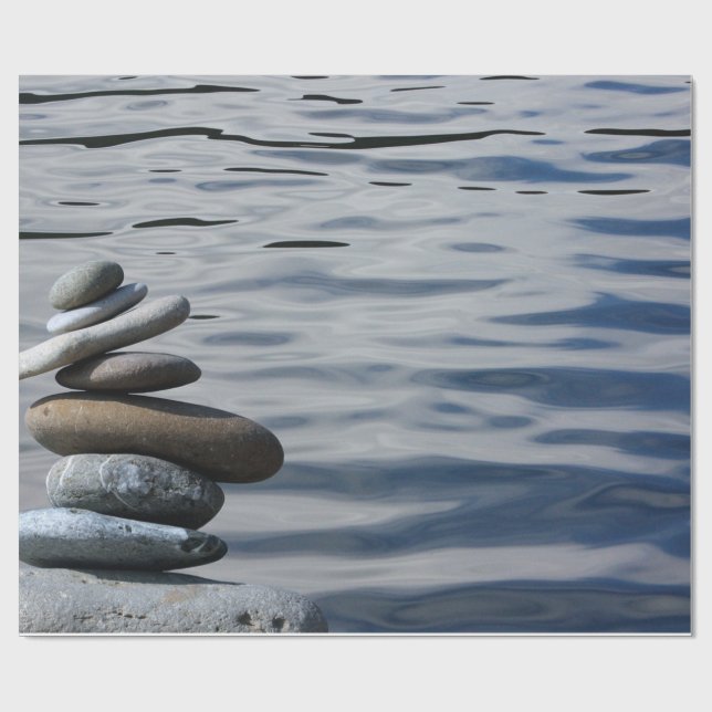 Papel De Regalo Paisaje, Piedras Zen, Mar (Superficie plana)