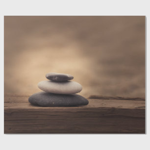 Papel De Regalo Paisaje, piedras Zen marrones