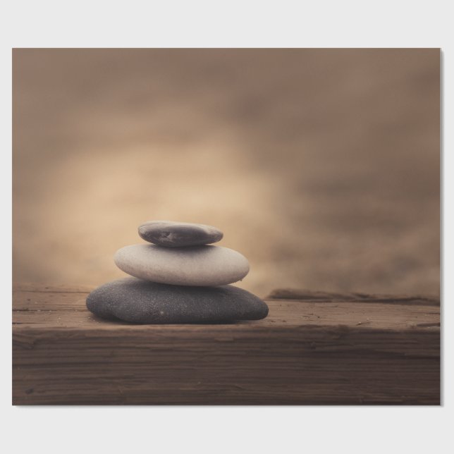 Papel De Regalo Paisaje, piedras Zen marrones (Superficie plana)