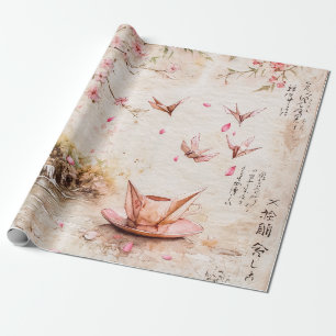 Papel De Regalo Paisaje Sereno de Flor de Cerezo Rosa (5)