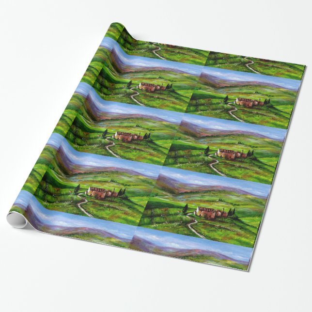 PAPEL DE REGALO PAISAJE TOSCANO CON COLINAS VERDES (Desenrollado)