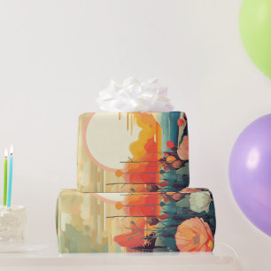 Papel De Regalo Paisajes rojos y blancos