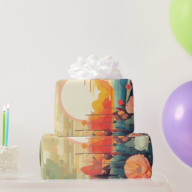 Papel De Regalo Paisajes rojos y blancos (Regalos de fiesta)