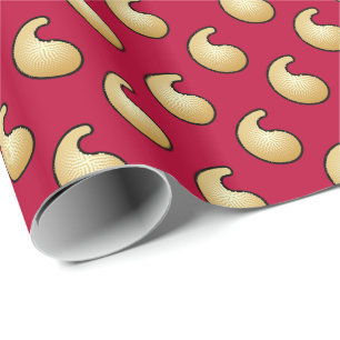 Papel De Regalo Paisley de oro y maroon