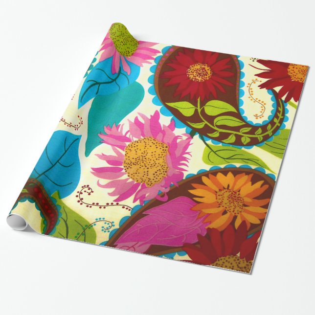 Papel De Regalo Paisley floral (Desenrollado)