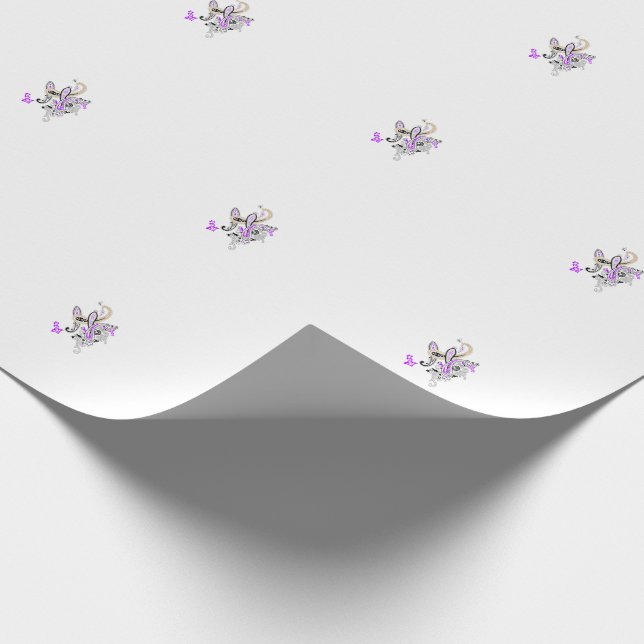 Papel De Regalo Paisley Floral Motif – Boho White Purple Orange  (Esquina)