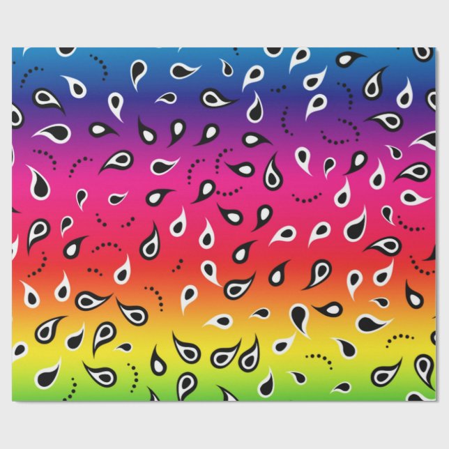 Papel De Regalo Paisley Rainbow (Superficie plana)