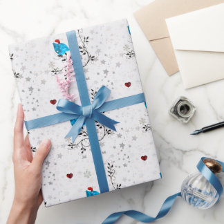 Papel De Regalo Pajarito azul en un Sombrero Santa