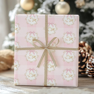 Papel De Regalo Pajarito Rosa Lazo Caprichoso Gingham Prep