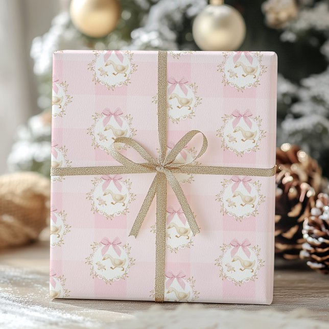 Papel De Regalo Pajarito Rosa Lazo Caprichoso Gingham Prep (Subido por el creador)