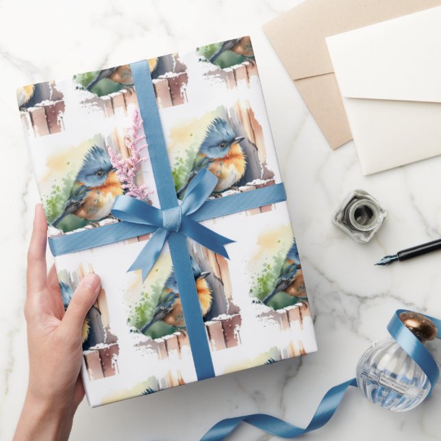 Papel De Regalo Pájaro acuarela cúpula (Regalar)