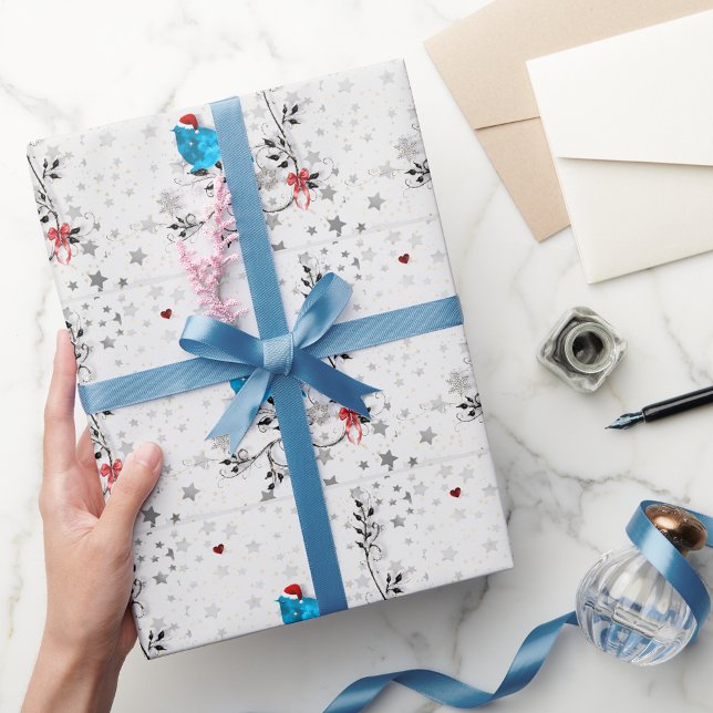 Papel De Regalo Pájaro azul en Navidad (Subido por el creador)