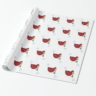 Papel De Regalo Pájaro caprichoso con copas de nieve