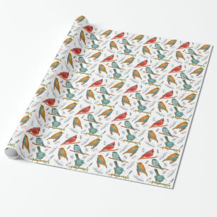 Papel De Regalo Pájaro Cardenal Azulejos Carbonero Perlita