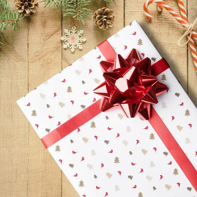 Papel De Regalo Pájaro Cardenal Rojo Navidad (Subido por el creador)