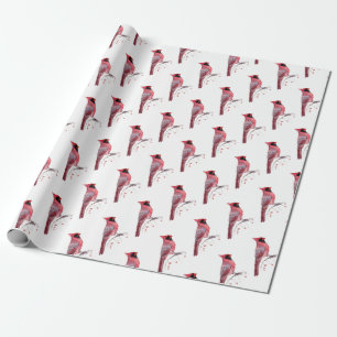 Papel De Regalo Pájaro cardinal rojo