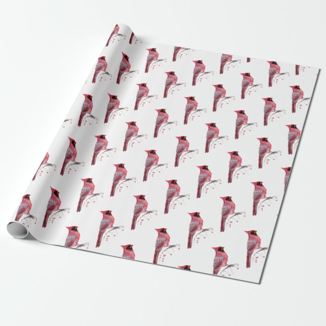 Papel De Regalo Pájaro cardinal rojo (Desenrollado)