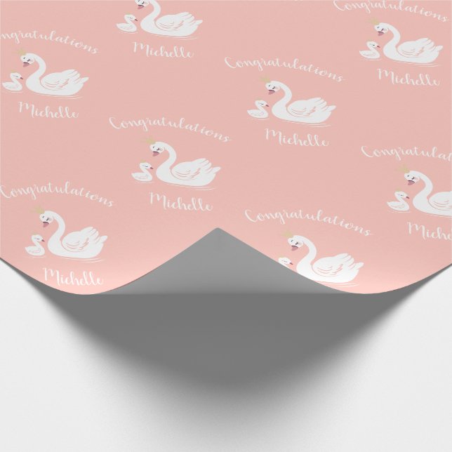 Papel De Regalo Pájaro de Baby Shower canino con melocotón temátic (Esquina)