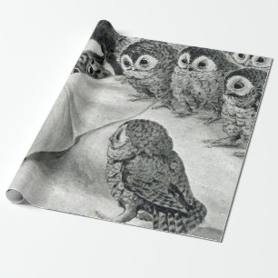 Papel De Regalo Pájaro de búho gato Louis Wain
