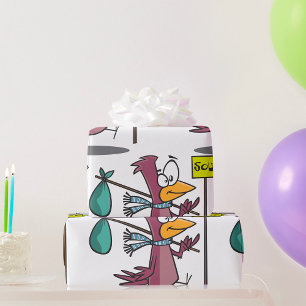 Papel De Regalo Pájaro de dibujos animados migrando hacia el sur v