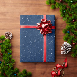 Papel De Regalo Pájaro de Navidad con Bufanda en Copos de Nieve