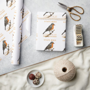 Papel De Regalo Pájaro del Territorio de Connecticut El Turdus Mig