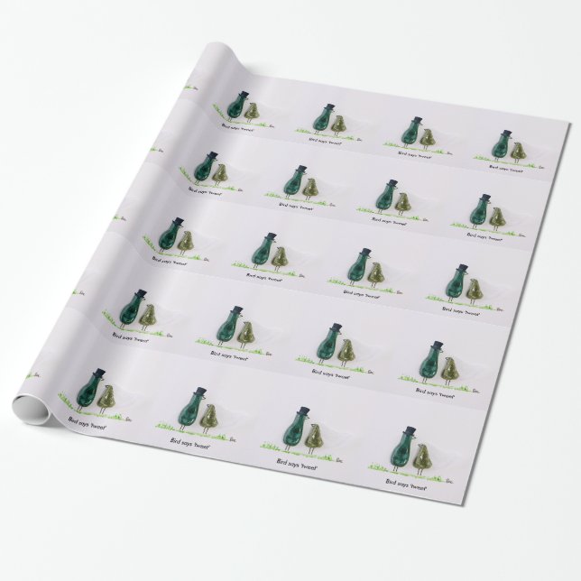 Papel De Regalo Pájaro dice 'pío' (Desenrollado)