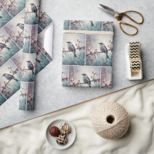 Papel De Regalo Pájaro en gotas de lluvia
