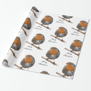 Papel De Regalo Pájaro festivo del petirrojo