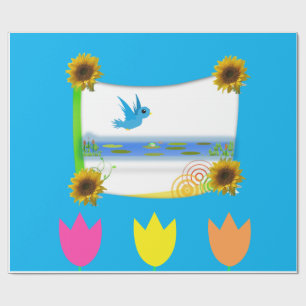 Papel de Regalo Pájaro Girasol