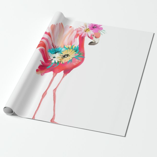 Papel De Regalo Pájaro mexicano de flamingo rosa lindo y hermoso c (Desenrollado)