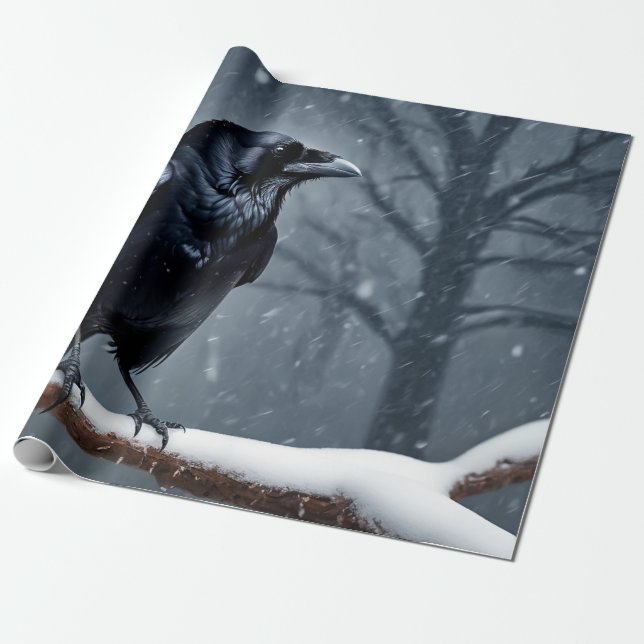Papel De Regalo Pájaro negro oscuro de raven (Desenrollado)