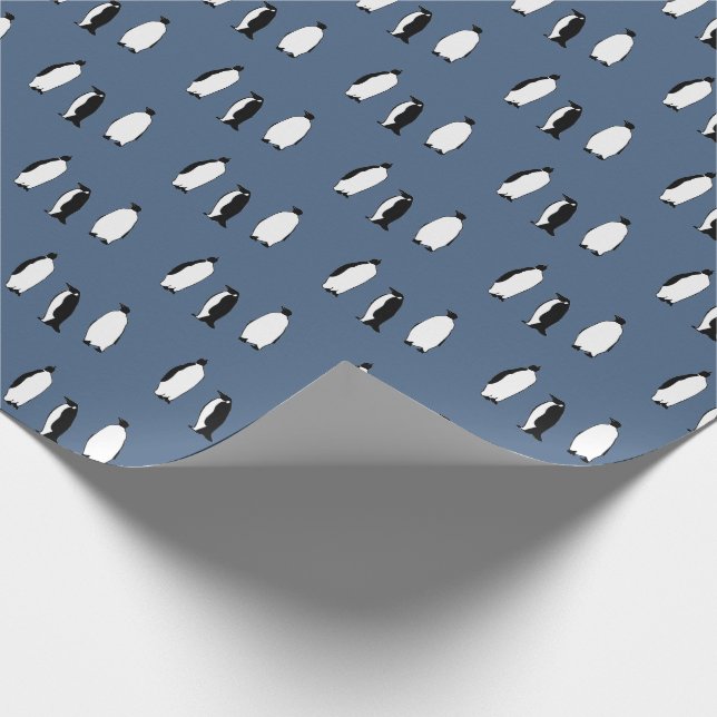 Papel De Regalo Pájaro Pingüino Azul Animal Antártico Polar (Esquina)