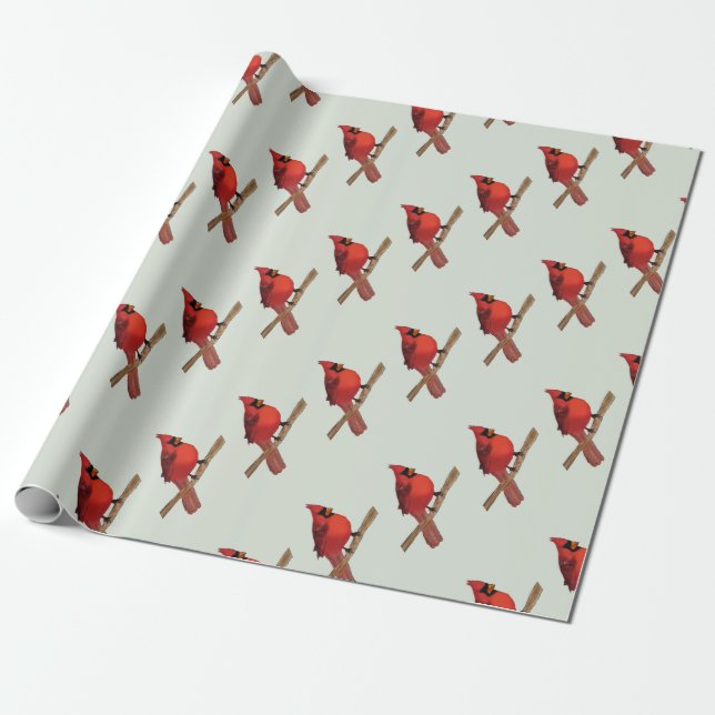 Papel De Regalo Pájaro rojo cardinal septentrional (Desenrollado)