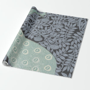 Papel De Regalo Pájaro Vintage clásico de Peacock Art Nouveau