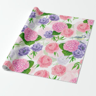 Papel De Regalo Pájaro y flores