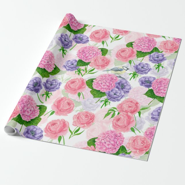 Papel De Regalo Pájaro y flores (Desenrollado)