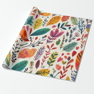 Papel De Regalo Pájaros acuarela boho – Artístico inspirado en la 