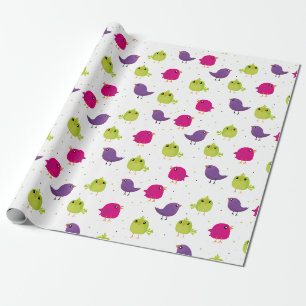 Papel De Regalo Pájaros coloridos lindos