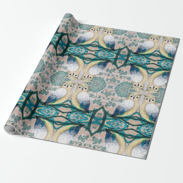 PAPEL DE REGALO PÁJAROS DE LOS BÚHOS (Desenrollado)