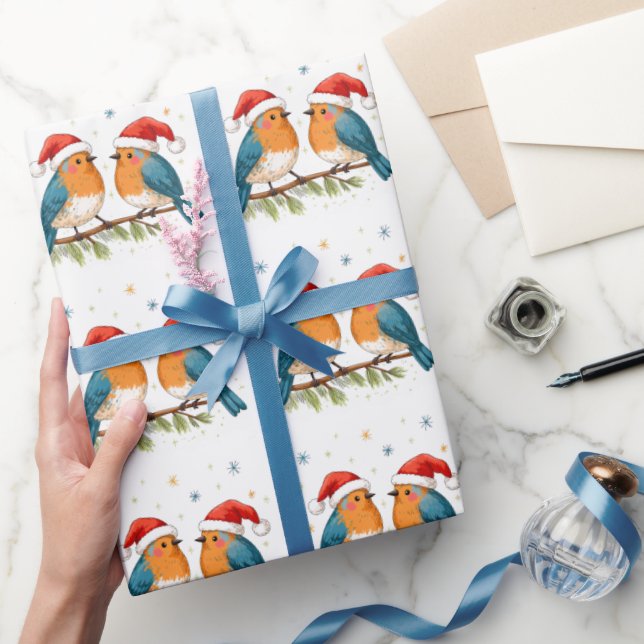 Papel De Regalo Pájaros de Navidad (Regalar)