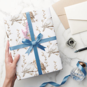 Papel De Regalo Pájaros del Corazón de Boda de Amor Romántico