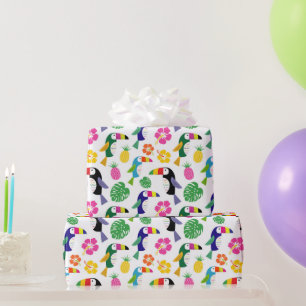Papel De Regalo Pájaros Tropicales y Piñas 