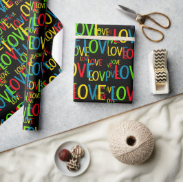 Papel De Regalo Palabras Coloridas De Amor