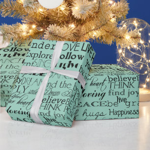 Papel De Regalo Palabras Inspiradoras verdes de la Fábrica de la M