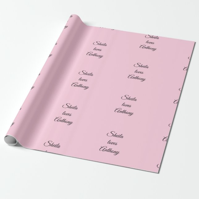 Papel De Regalo Palabras negras de amor en rosa (Desenrollado)