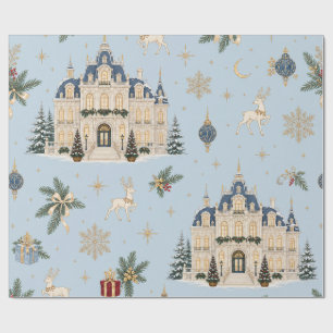 Papel De Regalo Palacio de Invierno Celeste de Azul Hielo Escarcha