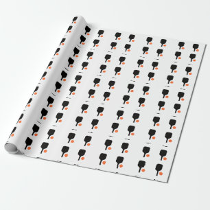 Papel De Regalo Palas de pelota de futbolín y pickleball naranja